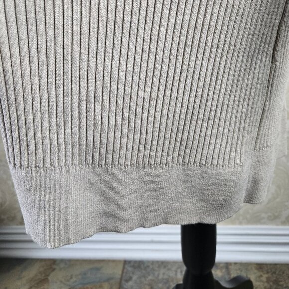 Banana Republic Size XL Kahki Colored Sweater Dress Statement Sleeves Ribbed - Picture 5 of 11